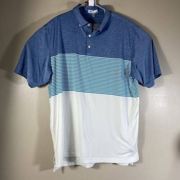 Mens Peter Millar Size XL Polo Golf LAMBETH Engineer Stripe Stretch Jersey - Picture 1 of 12